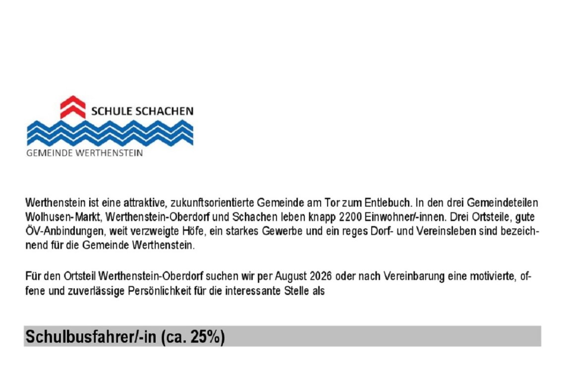 Stelleninserat Schulbusfahrer/in (ca. 25 %)