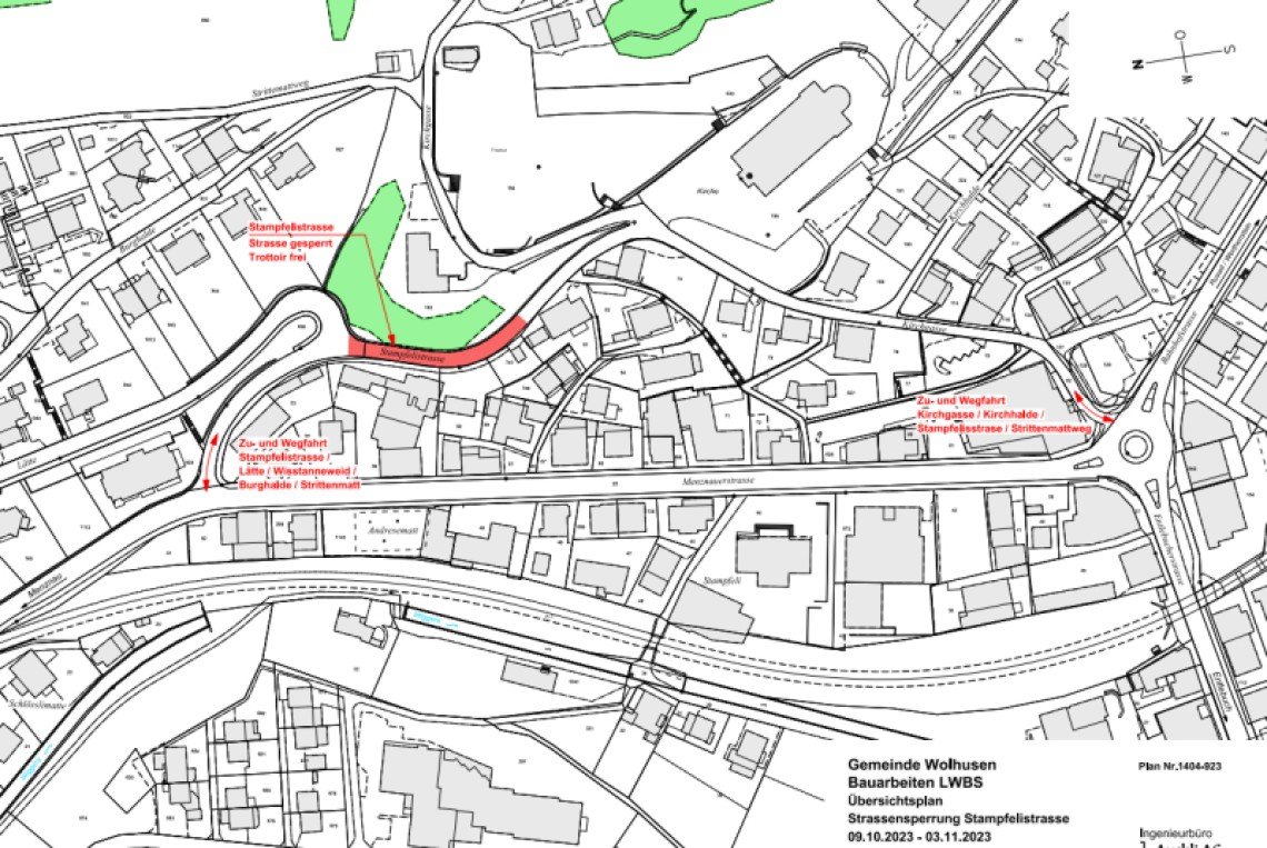 Stampfelistrasse aufgrund Bauarbeiten gesperrt